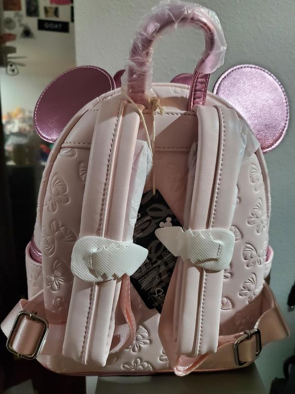 Loungefly Pink Backpack with Butterfly Accents Loungefly Disney Minnie Mouse Ears Butterfly Mini Backpack  main image 2