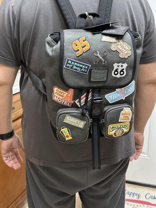 Loungefly Disney Pixar Cars Radiator Springs Patches Mini Backpack Sak Grey NEW Loungefly Disney Pixar Cars Radiator Springs Patches Mini  main image 4