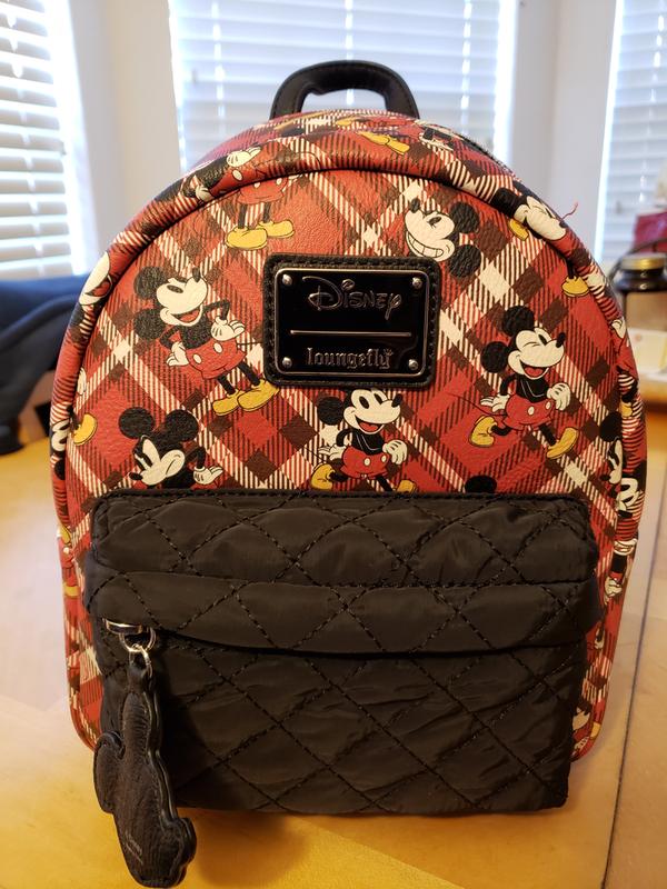 LOUNGEFLY DISNEY 2024 STRAWBERRY MINNIE MICKEY MOUSE EARS PLAID MINI BACKPACK BAG