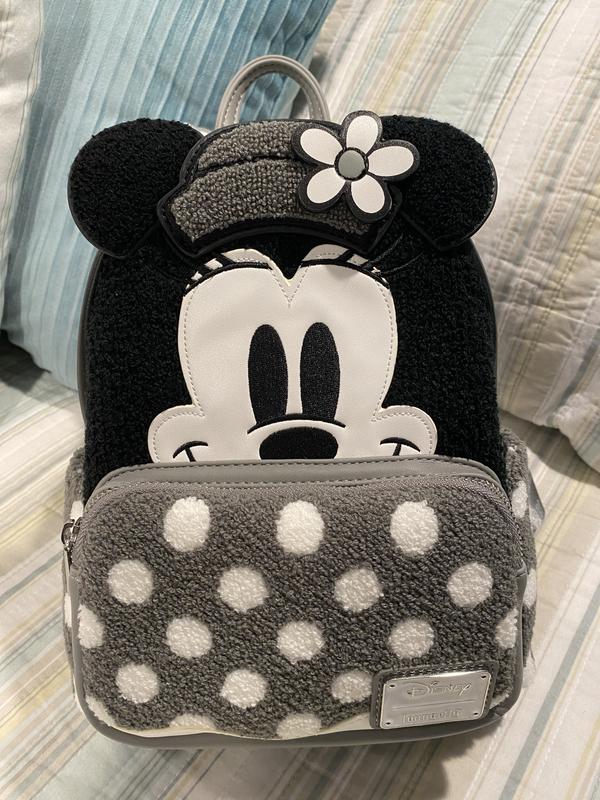 2024 Vintage Black and White Minnie Mouse Chenille Loungefly