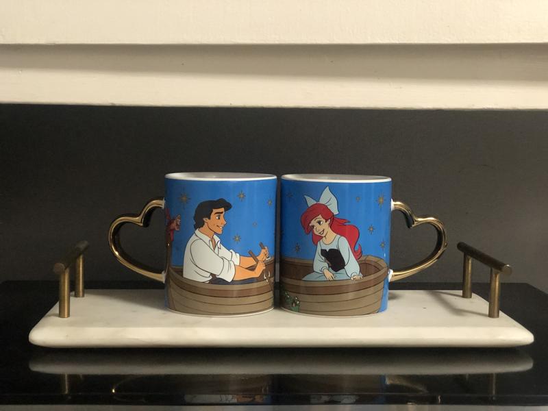 Disney Ariel and Eric 14-Ounce Heart-Shaped Handle Ceramic Mugs | Set of 2