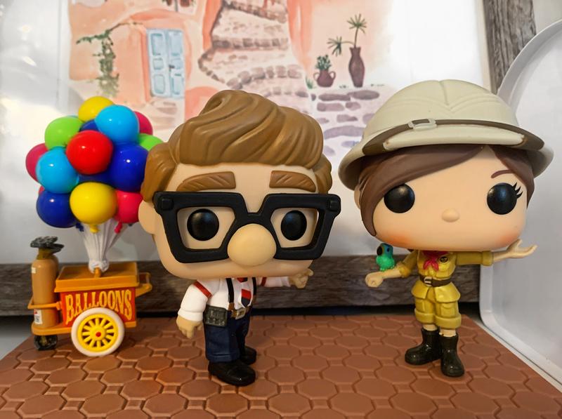 Figurine Pop Là-Haut [Disney] #1152 pas cher : Carl and Elie with Balloon  Cart