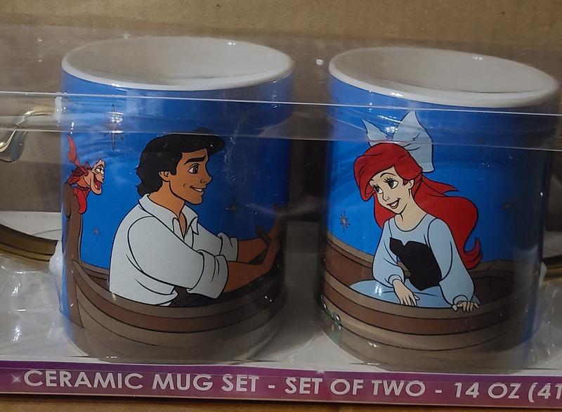 Disney Ariel and Eric 14-Ounce Heart-Shaped Handle Ceramic Mugs | Set of 2
