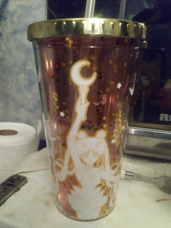 Just Funky Sailor Moon Luna And Artemis Glitter Tumbler With Lid