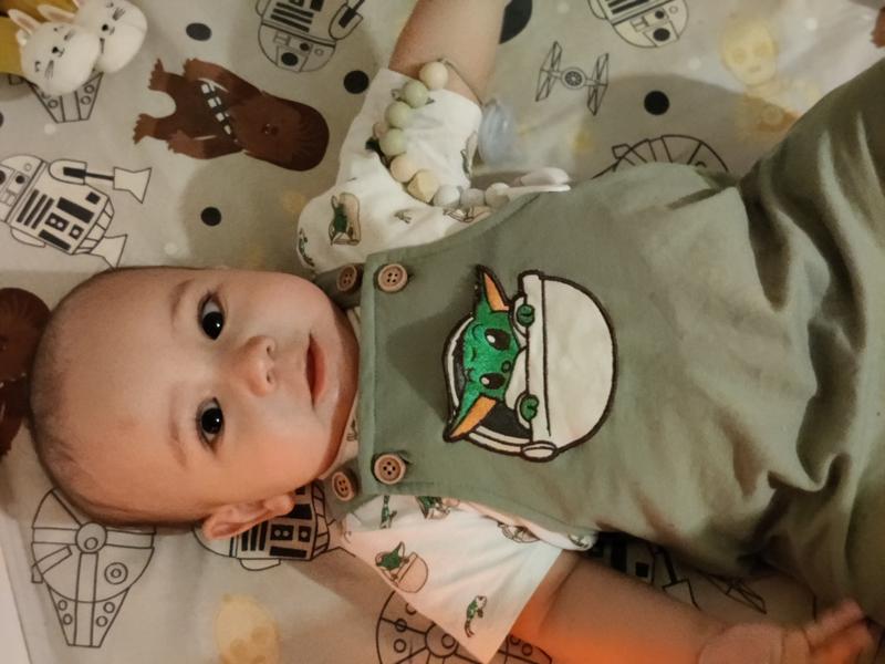 STAR WARS Tuta Intera Per Neonati Baby Grogu – 2 Pezzi, Maniche Lunghe, 3-6 Mesi, Verde E Bianco, Ufficiale