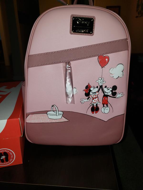 Mickey and Minni Heart Balloon Picnic Loungefly Backpack Disney Pink Loungefly Valentines Backpack Mickey Minnie  main image 4
