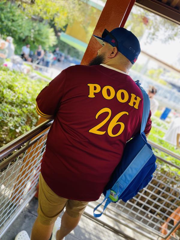Custom Number And Name Pooh Skating Blue Baseball Jersey Disney