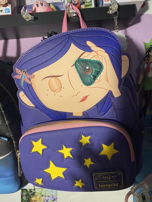 Loungefly- Coraline Seeing Stone Figural Glow-in-the-Dark Mini Backpack Loungefly Coraline Mini Backpack Bag Purple Seeing Stone  main image 2