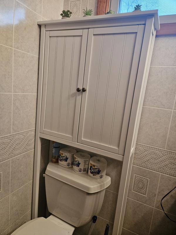 Dover White 27 W Bathroom Shelf with 2 Towel Rods