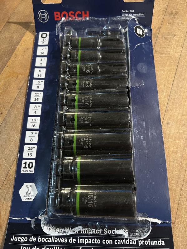 Bosch Impact Tough Standard (SAE) Shallow/Deep Socket Set (10-Pieces ...