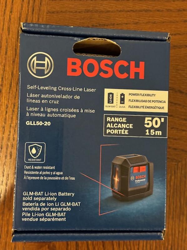 BOSCH GLL50-20 Cross Line Laser, Self Leveling, 50ft Range and Magnetic  Laser Mount