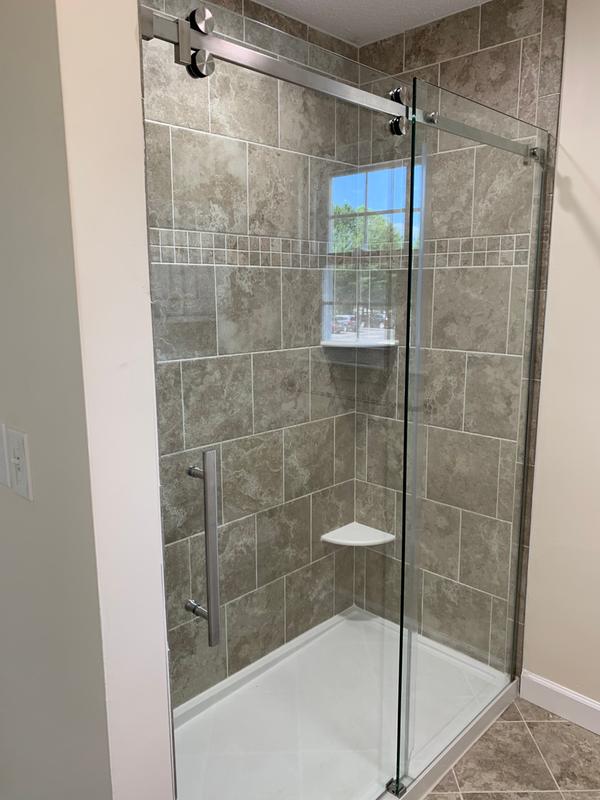 Enigma Air Satin Black Frameless Sliding Shower Door