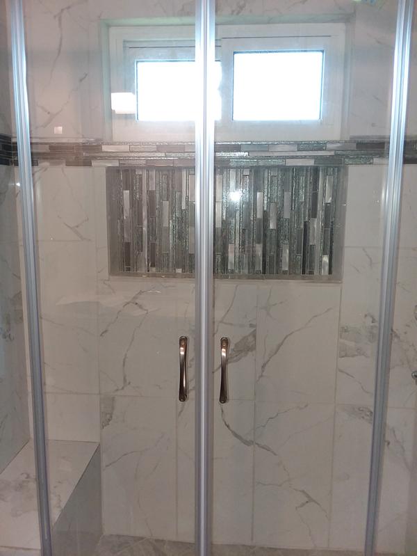 Sunny Shower Fully 60 W x 72 H Frameless Sliding Shower Doors, 3/8 Clear Glass, Brushed Nickel Finish, Stainless Steel Hardware