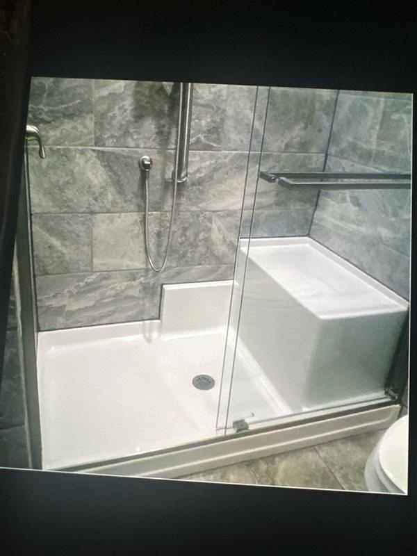 DreamLine Luna 32-in W x 60-in L White Single Threshold Rectangle ...