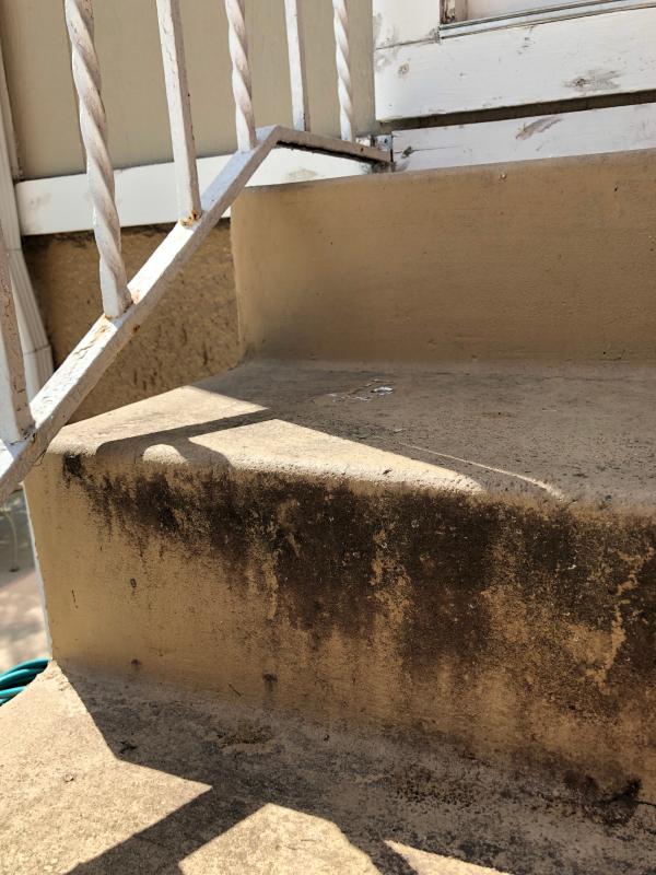 Top step fully treated, next steps treatment in progress.