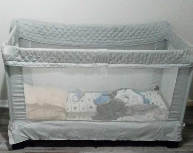 Horizon Full Size Mesh Crib Quilted Pebble Grey Baby Delight