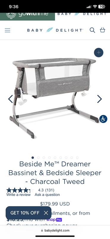 Beside Me™ Dreamer Bassinet & Bedside Sleeper - Charcoal Tweed