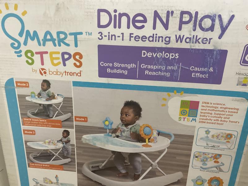 Smart Steps by Baby Trend Dine N' Play 3-in-1 Feeding Walker, Hexagon Dots