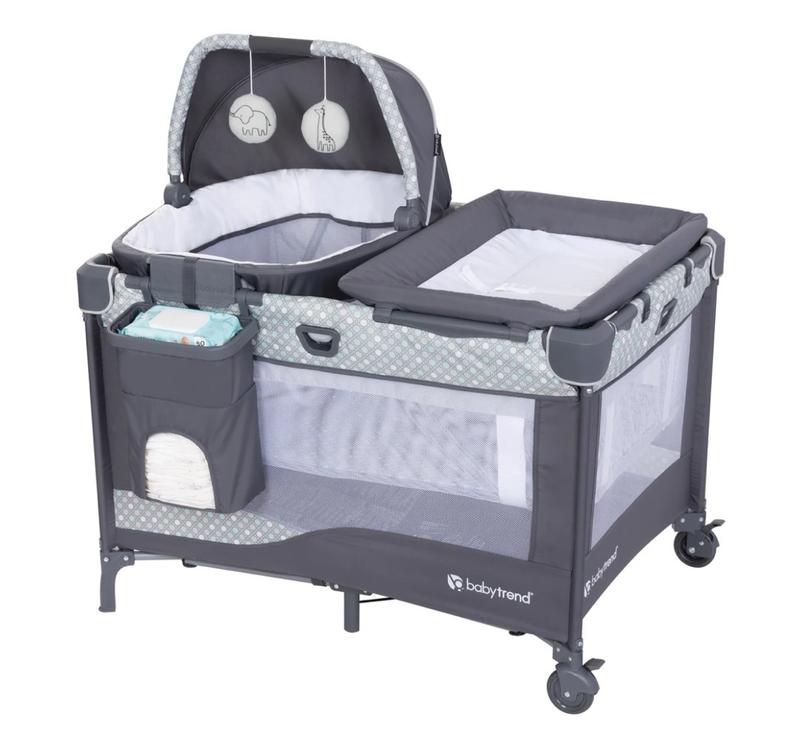 Baby Trend Nursery Den Playard with Rocking Cradle and Flip Over Changer