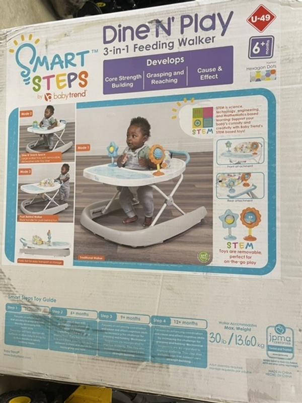 Smart Steps by Baby Trend Dine N' Play 3-in-1 Feeding Walker, Hexagon Dots
