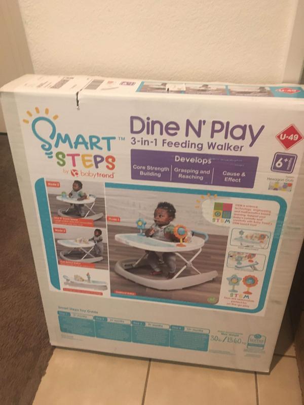 Smart Steps by Baby Trend Dine N’ Play 3-in-1 Feeding Walker - Hexagon Dots  (Walmart Exclusive)