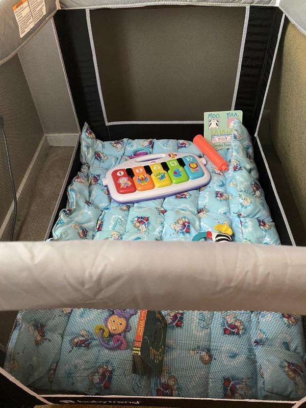 Great size for her play mat and some toys while she plays. Stays still and isn’t super squeaky like other brands I’ve owned.