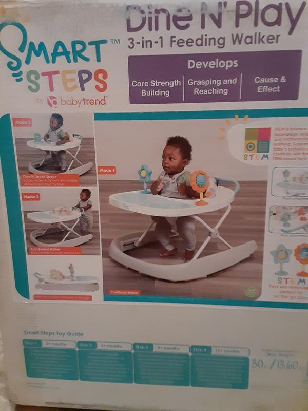 Smart Steps by Baby Trend Dine N’ Play 3-in-1 Feeding Walker - Hexagon Dots  (Walmart Exclusive)