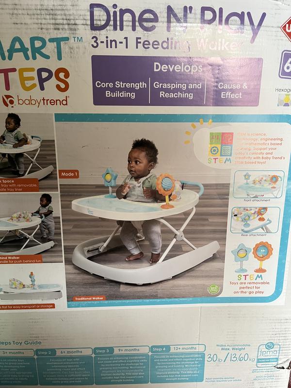 Smart Steps by Baby Trend Dine N’ Play 3-in-1 Feeding Walker - Hexagon Dots  (Walmart Exclusive)