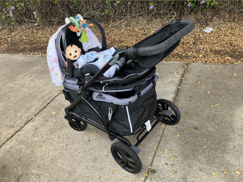 Stroller setup with baby carrier