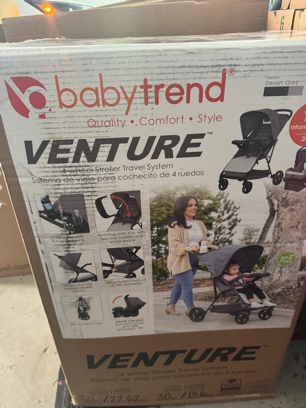 Baby Trend Venture 4 Wheel Stroller Travel System with EZ Lift Infant Car Seat Desert Grey Walmart Exclusive