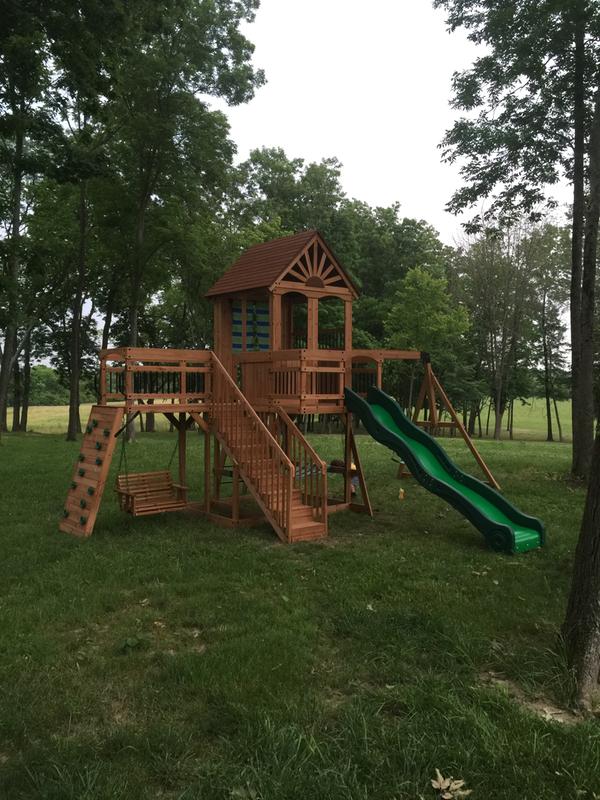 Caribbean wooden store swing set