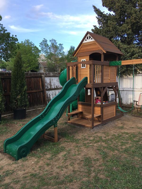 Backyard Discovery Tall Spiral Tube Slide - Left Exit Green - Mounts to 5 ft. Deck Height