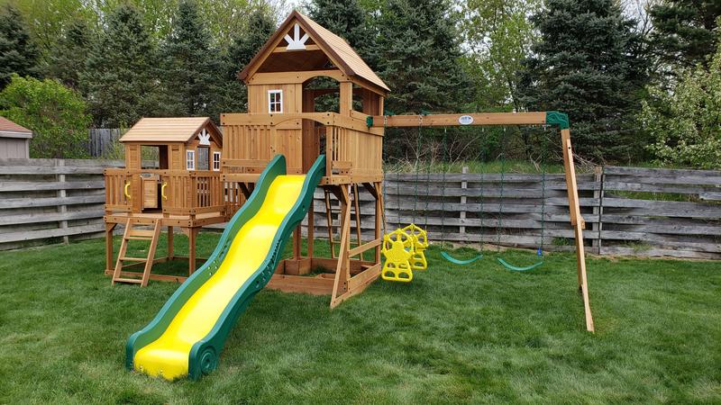 Backyard discovery malibu cedar swing sale set