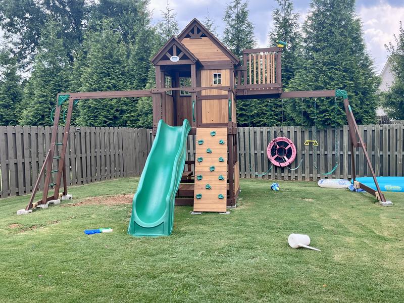 Backyard Discovery Skyfort II Residential Wood Playset with Slide