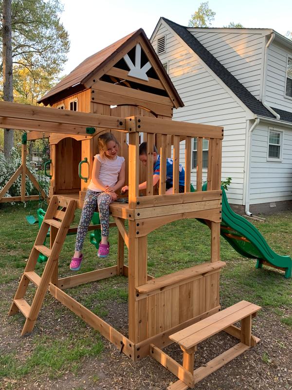 Backyard discovery montpelier cedar wooden swing set online