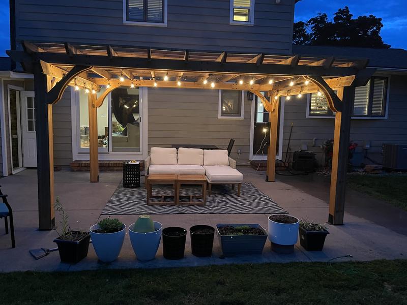 Backyard Discovery Beaumont - Kit de pérgola de madera de cedro de 16 x 12  pies para patio trasero, terraza, jardín, patio, entretenimiento al aire