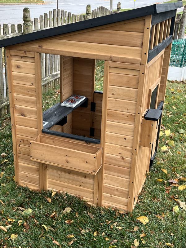 Play House For Kids Ages 4-8 Cedar Wood Playhouse With Kitchen