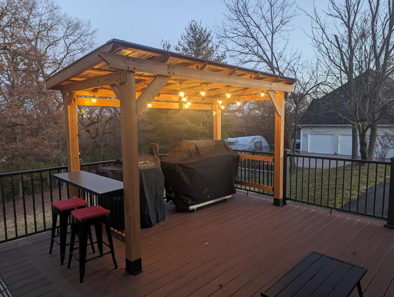 Backyard Discovery 20.1-ft x 9.1-ft Arcadia Brown Wood Rectangle Gazebo  with Steel Roof in the Gazebos department at