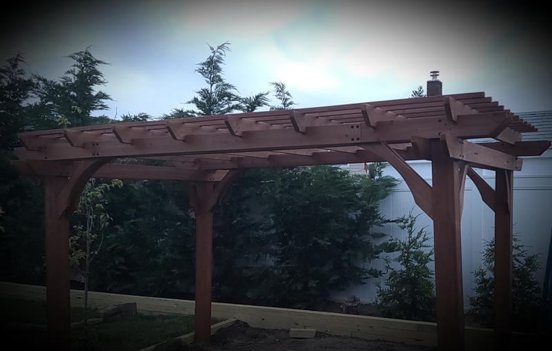 Backyard Discovery Ashland - Pérgola de madera de cedro de 14 pies x 10  pies, color marrón