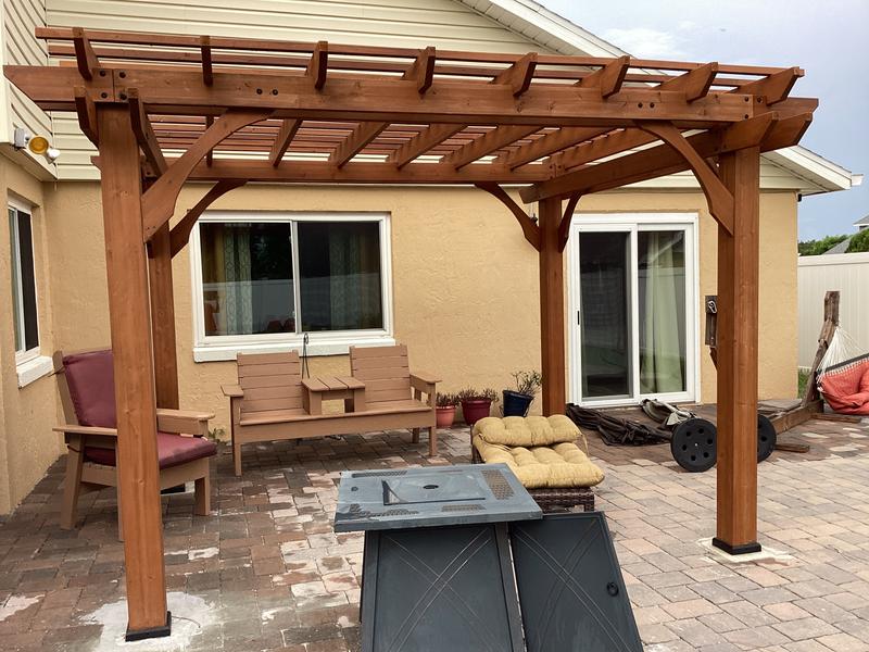 10x12 Wood Pergola Kit for Sale - YardCraft | DIY Pergola Kit in Canyon  Brown Stain - Includes Curbside Delivery