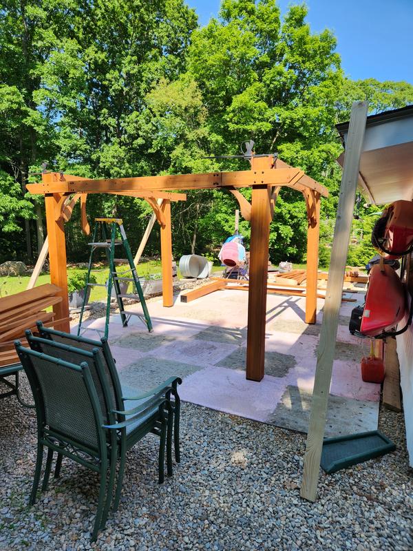  Backyard Discovery Beaumont - Kit de pérgola de madera de cedro  de 16 x 12 pies para patio trasero, terraza, jardín, patio, entretenimiento  al aire libre, clasificación de viento a 100