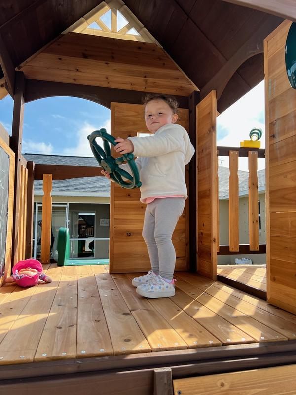 Backyard discovery aspen all 2024 cedar outdoor wooden playhouse