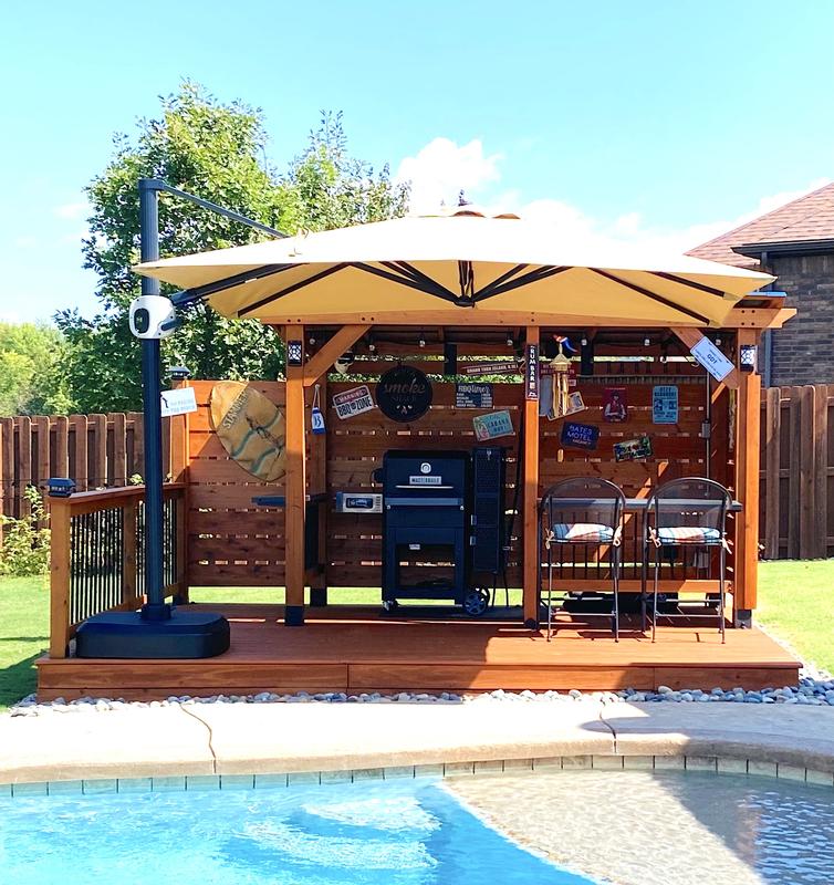 Backyard Discovery 20.1-ft x 9.1-ft Arcadia Brown Wood Rectangle Gazebo  with Steel Roof in the Gazebos department at