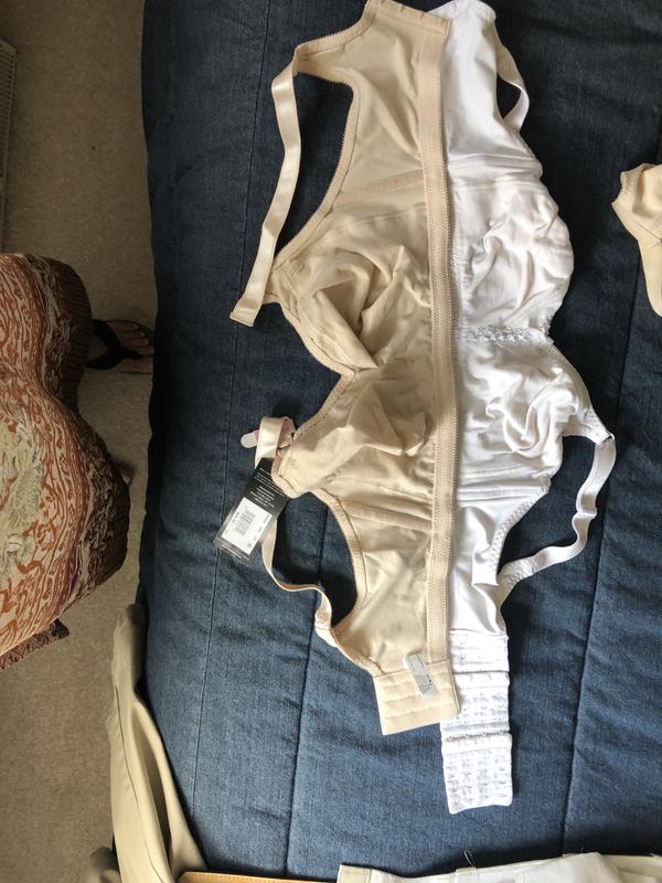 The original size 36 D (beige) bra circumference is so small. I need to add two bra extensions (see white 36 D) to breathe comfortably.