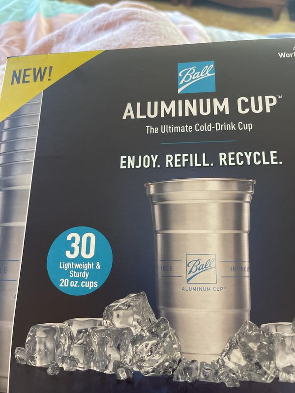 Ball Aluminum Cup, Disposable Recyclable Cold-Drink Cups, 20 oz. Cups,  Silver, 10 Count