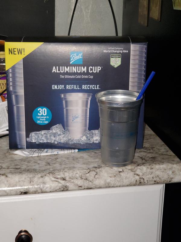 Ball Aluminum Cup, Recyclable Cold-Drink Cup, 20 oz. Cups, 30