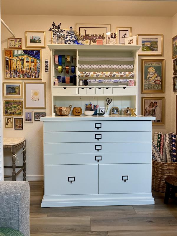 Home Office Craft Station Table And Hutch