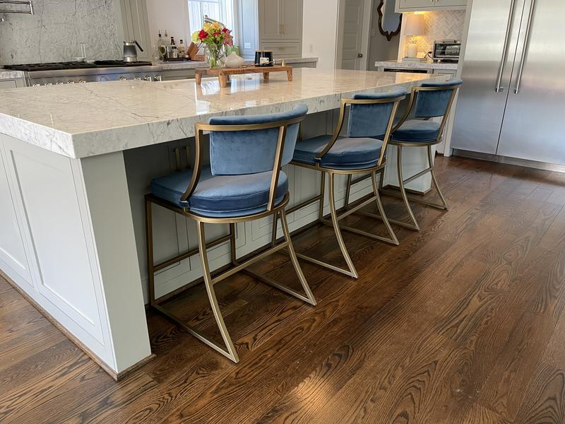 Allister Custom Upholstered Counter Stool in Brass