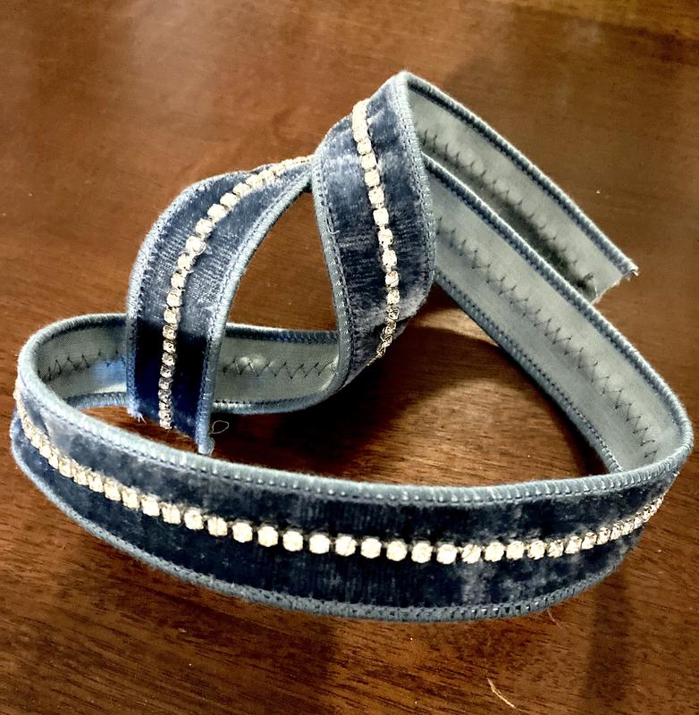 Wired Velvet Ribbon Dusty Blue Wire Edge