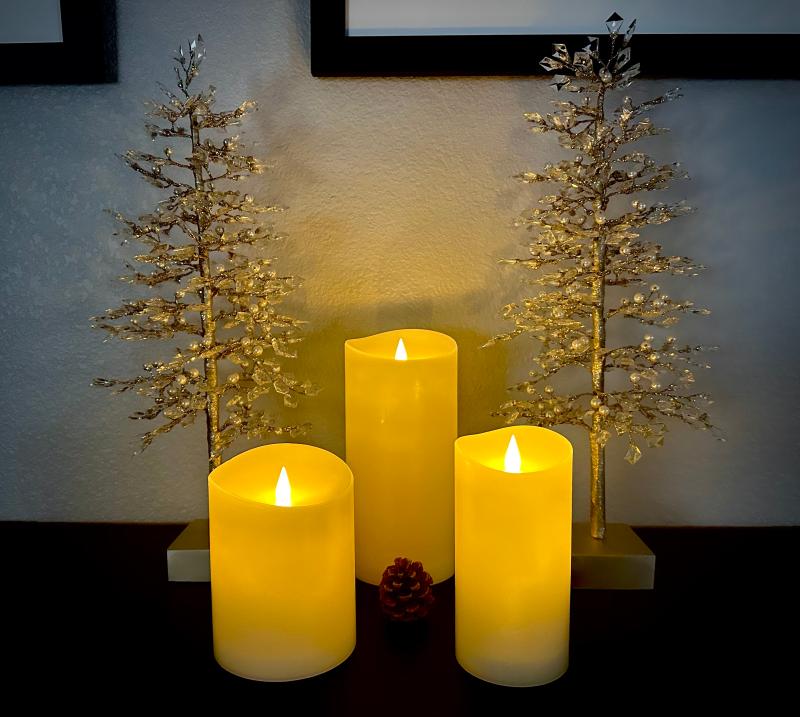 Miracle Flame Premium 3D LED Wax Pillar Candles | Balsam Hill